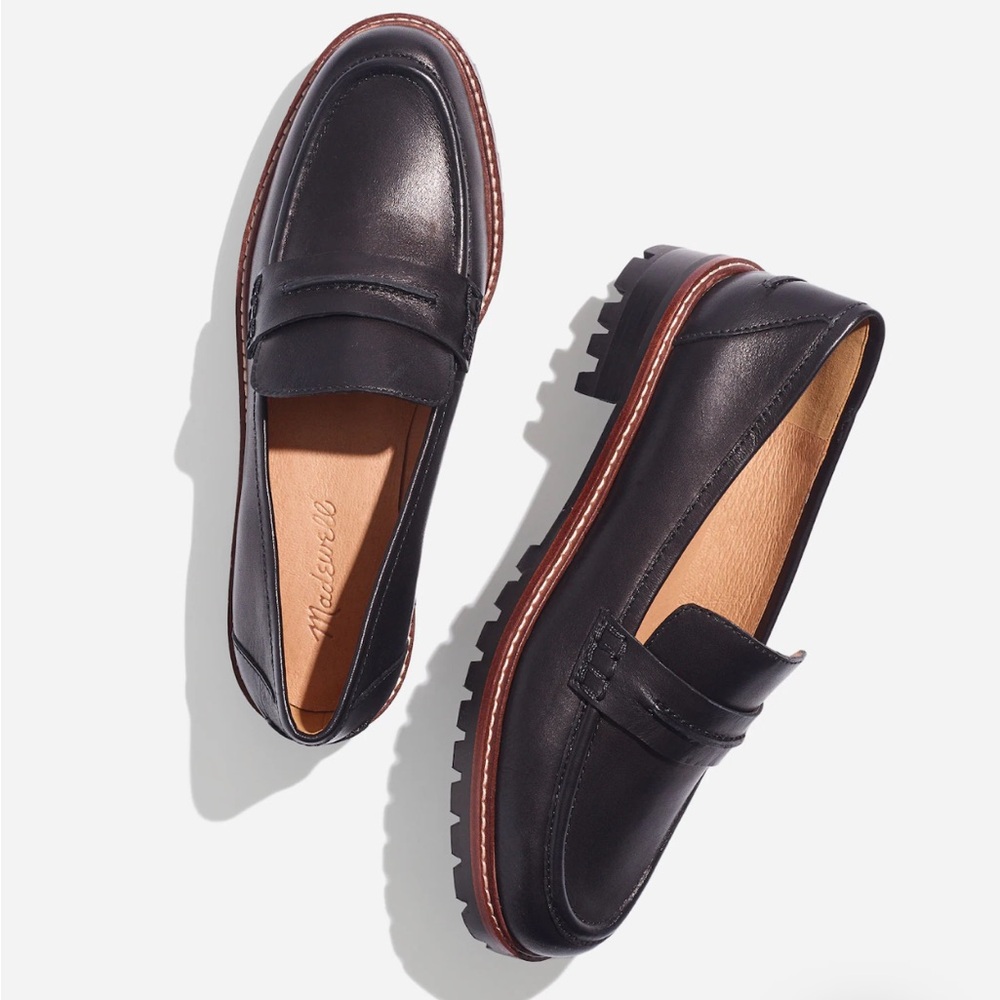Madewell Black Leather Flats with Polished Finish